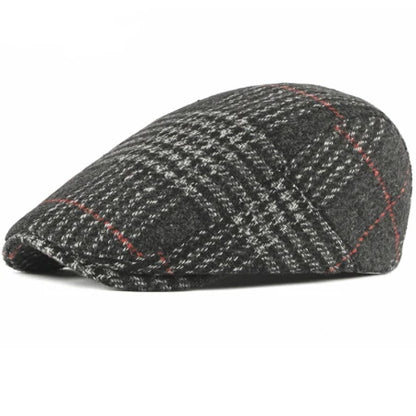 Reims Wool Plaid Ivy Cap in Black