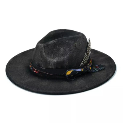 Hereford Retro Fedora Hat - Handmade Burned Finish With Subtle Peasant Feathers Accent