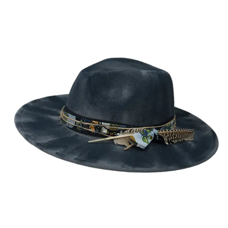 Hereford Retro Fedora Hat - Handmade Burned Finish With Subtle Peasant Feathers Accent
