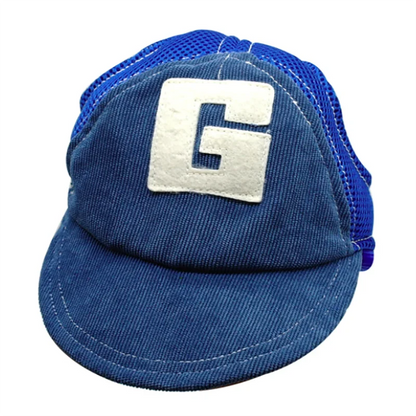 Coffee denim dog cap with lettering design