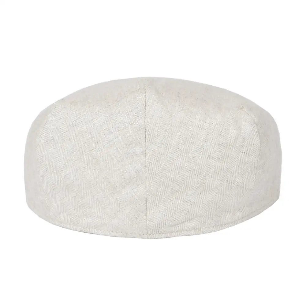 The Como | Herringbone Linen Newsboy Flat Cap | Urban Caps NZ