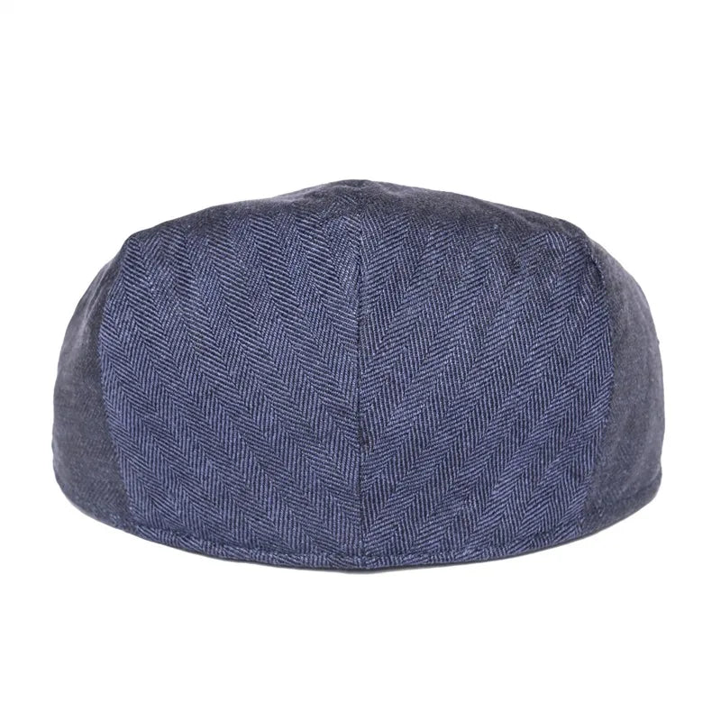 The Ravello | 100% Linen Herringbone Newsboy Flat Cap | Urban Caps NZ
