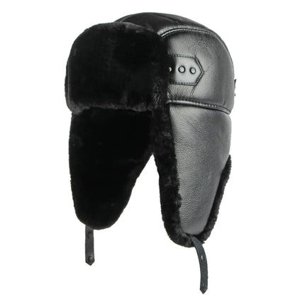 Nuuk Waterproof Leather Trapper Hat in Solid Bright Leather
