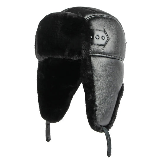 Nuuk Waterproof Leather Trapper Hat in Solid Bright Leather