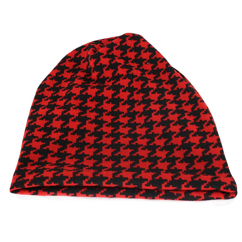 Houndstooth Cotton Snood Beanie - Urban Caps