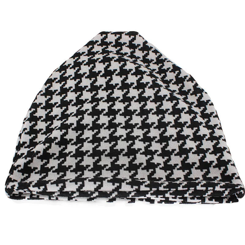 Houndstooth Cotton Snood Beanie - Urban Caps