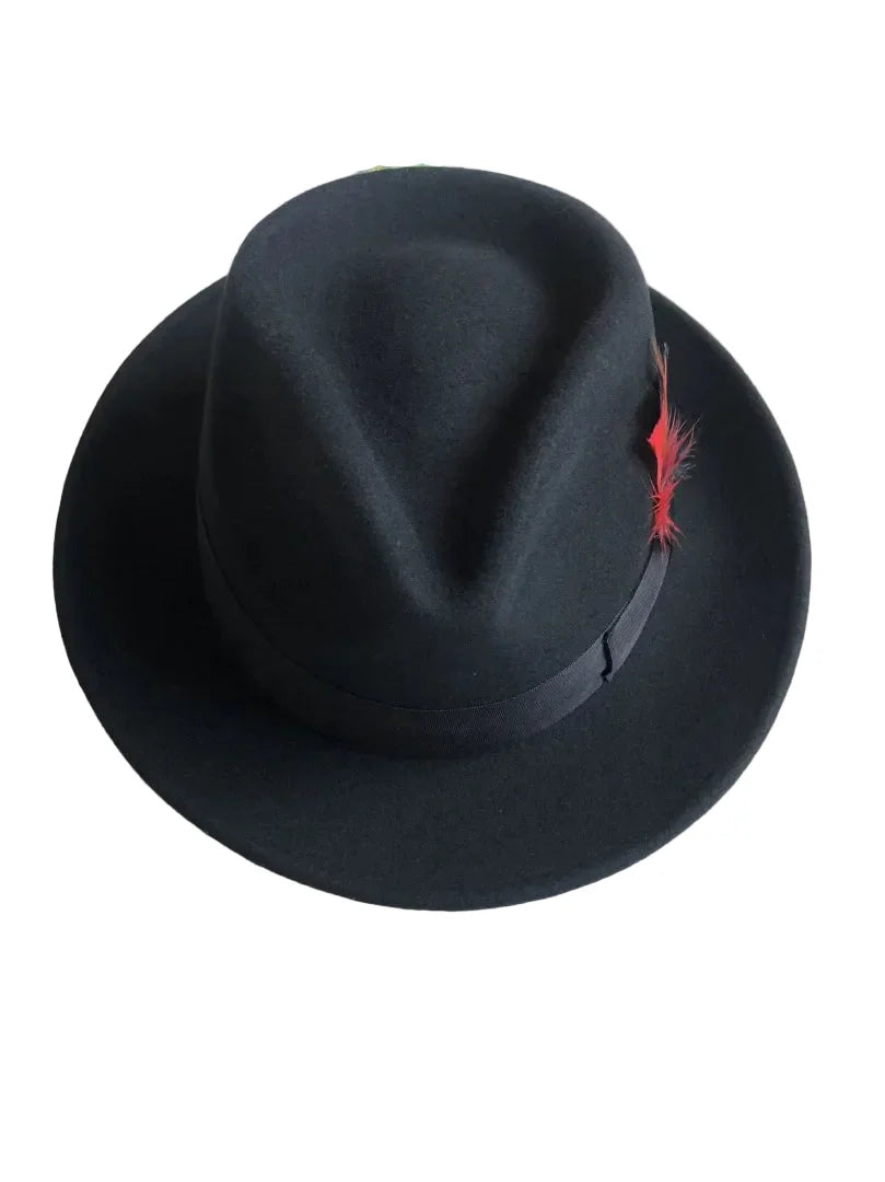 Howard Feathers Wool Fedora Hat - Classic Fedora Style With Pheasant Feather Accents