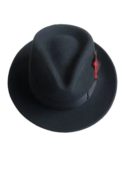 Howard Feathers Wool Fedora Hat - Classic Fedora Style With Pheasant Feather Accents