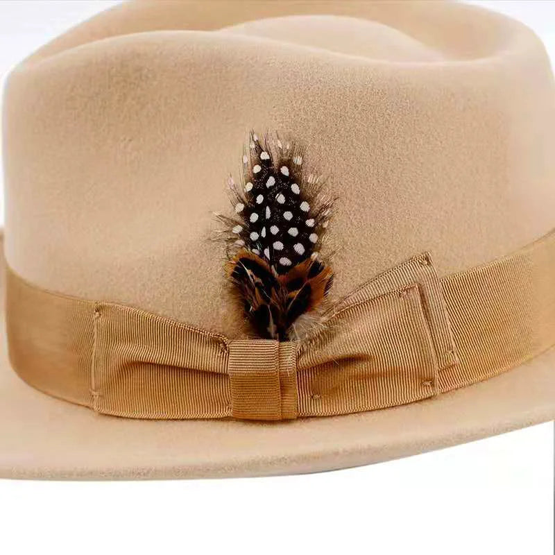 Howard Feathers Wool Fedora Hat - Classic Fedora Style With Pheasant Feather Accents
