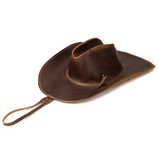 Hummerpaul Handcraft Genuine Leather Cowboy Hat - Handcrafted Leather Western Hat