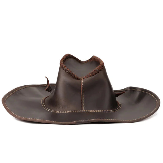 Hummerpaul Handcraft Genuine Leather Cowboy Hat - Handcrafted Leather Western Hat