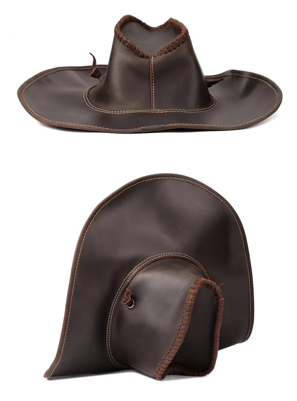 Hummerpaul Handcraft Genuine Leather Cowboy Hat - Handcrafted Leather Western Hat