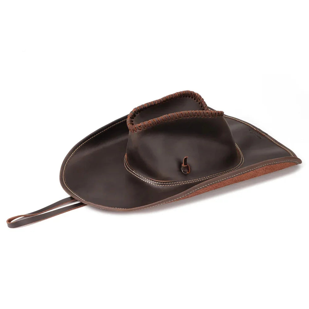 Hummerpaul Handcraft Genuine Leather Cowboy Hat - Handcrafted Leather Western Hat