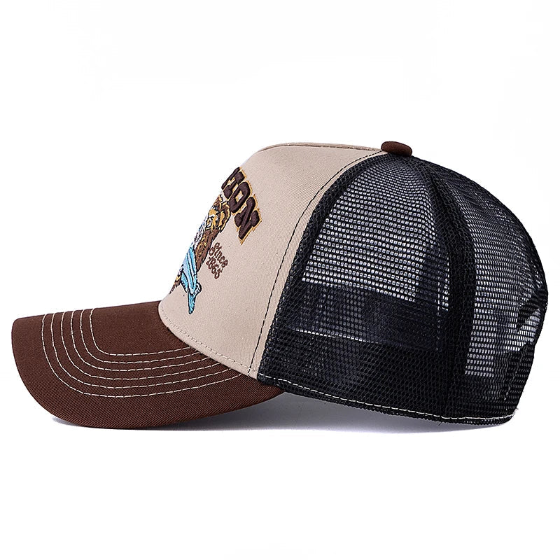 Hunting Bear Station Trucker Cap - Rugged Trucker Hat With Classic Silhouette For Hunting