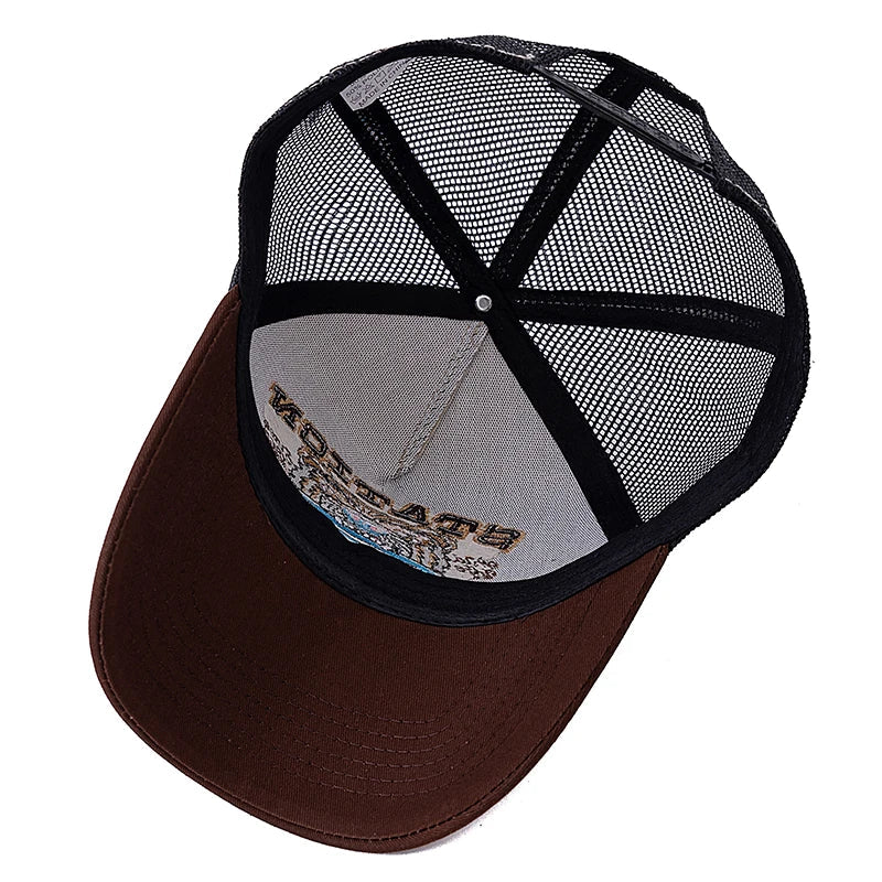Hunting Bear Station Trucker Cap - Rugged Trucker Hat With Classic Silhouette For Hunting