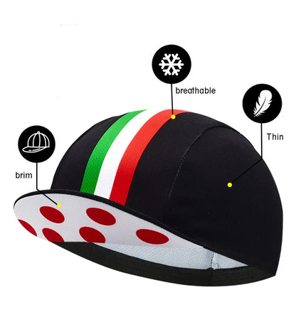 Italian Flag Retro Cycling Cap Lightweight Acrylic One Size Fits 52 to 62 cm