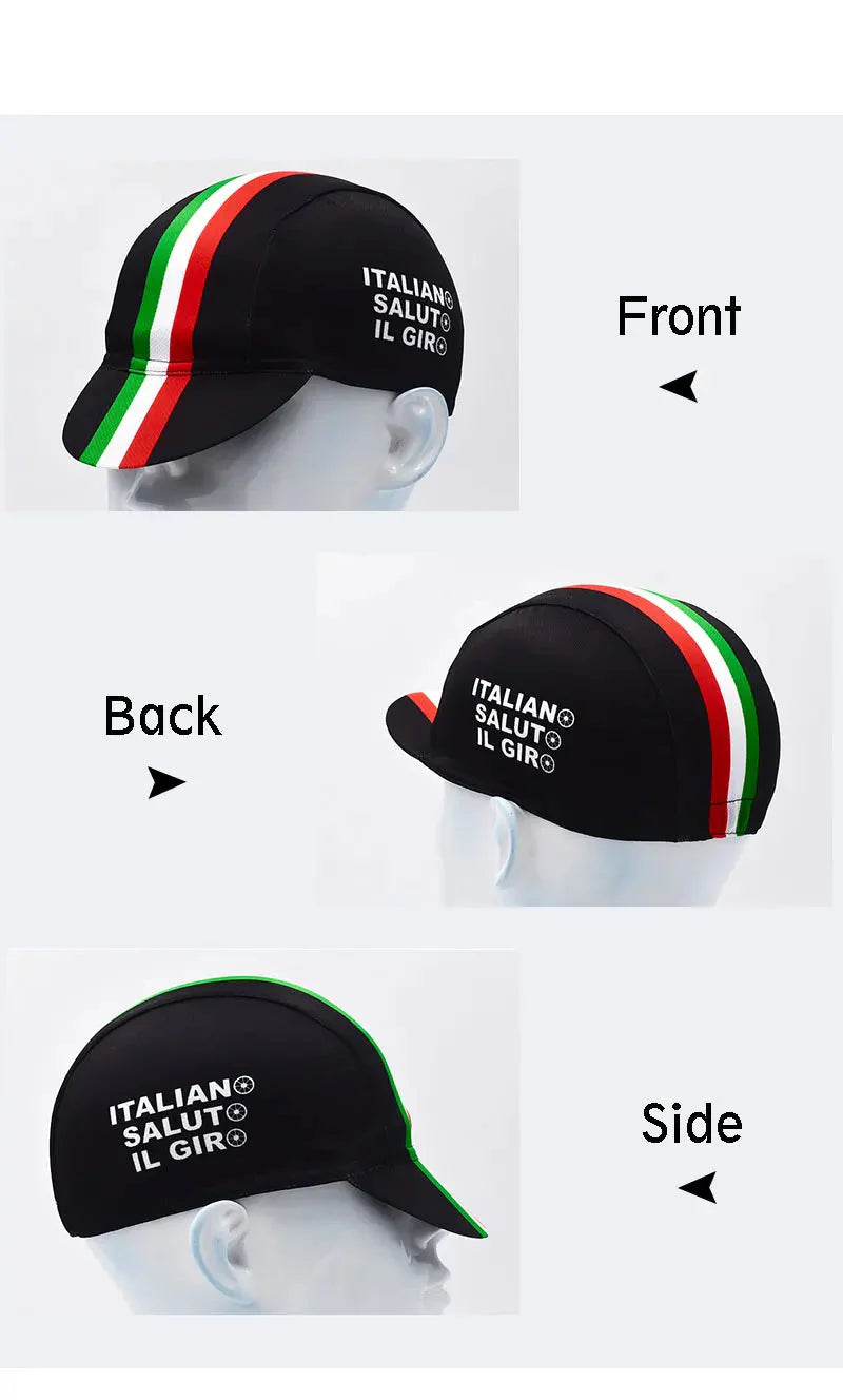 Italian Flag Retro Cycling Cap Lightweight Acrylic One Size Fits 52 to 62 cm