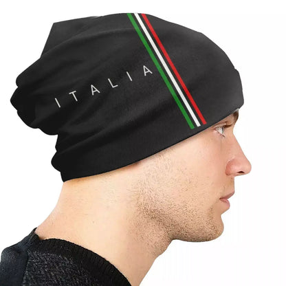 Italian Flag Black Beanie With Sleek Minimal Design - Urban Caps