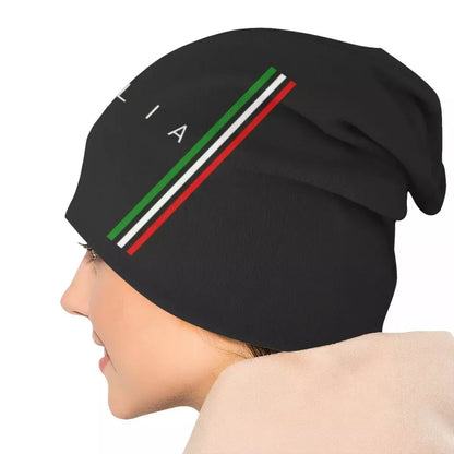 Italian Flag Black Beanie With Sleek Minimal Design - Urban Caps