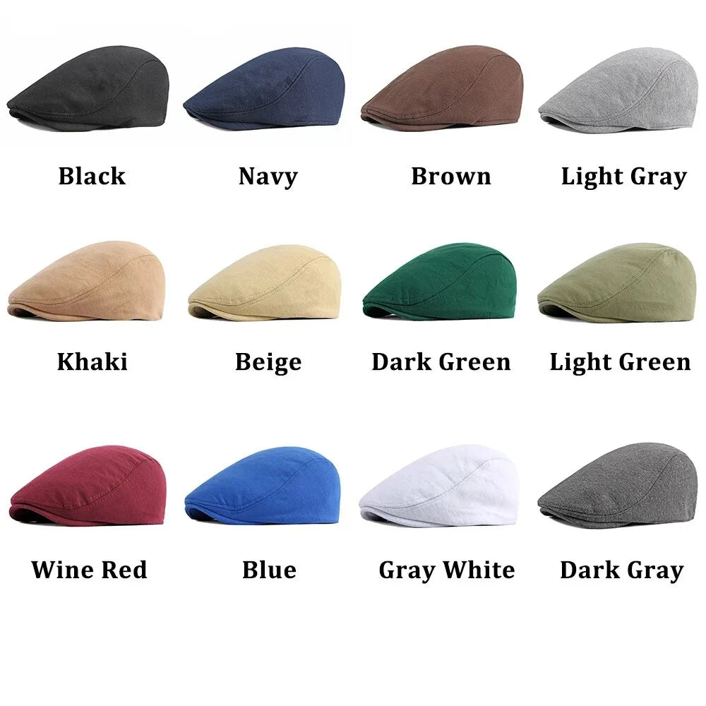 Ivy Classic Flat Cap – Plain Cotton Elastic Fit Everyday Hat
