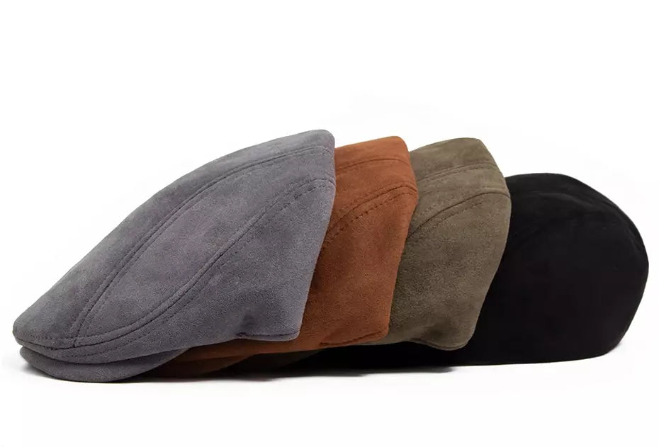 Ivy Suede Flat Cap – Vegan Suede Adjustable Classic Hat