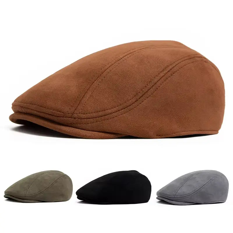 Ivy Suede Flat Cap – Vegan Suede Adjustable Classic Hat