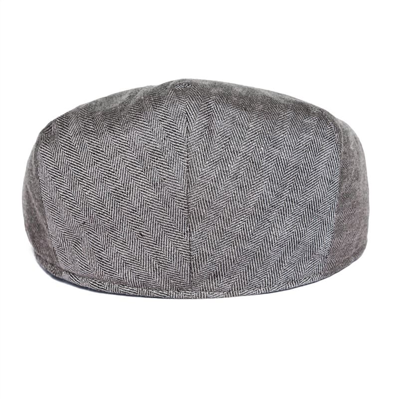 JM Herringbone Linen Flat Cap – Lightweight Patterned Hat