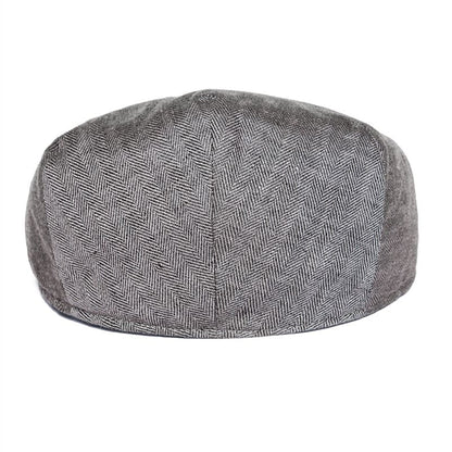 JM Herringbone Linen Flat Cap – Lightweight Patterned Hat