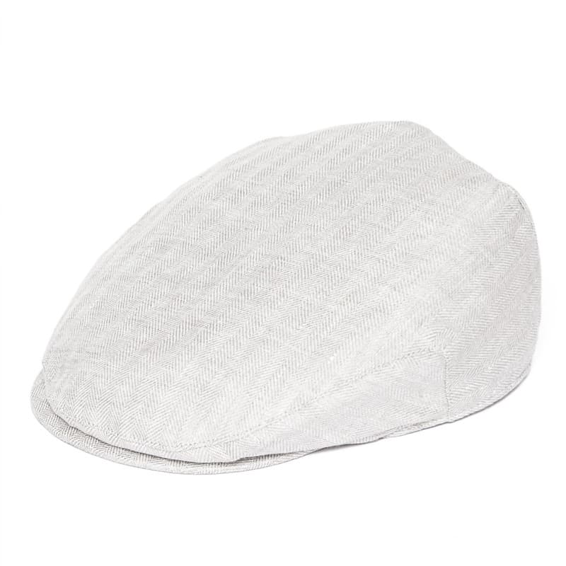 JM Herringbone Linen Flat Cap – Lightweight Patterned Hat