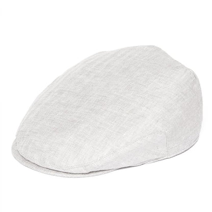JM Herringbone Linen Flat Cap – Lightweight Patterned Hat