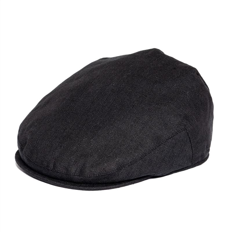 JM Herringbone Linen Flat Cap – Lightweight Patterned Hat