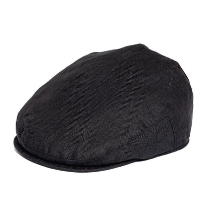 JM Herringbone Linen Flat Cap – Lightweight Patterned Hat