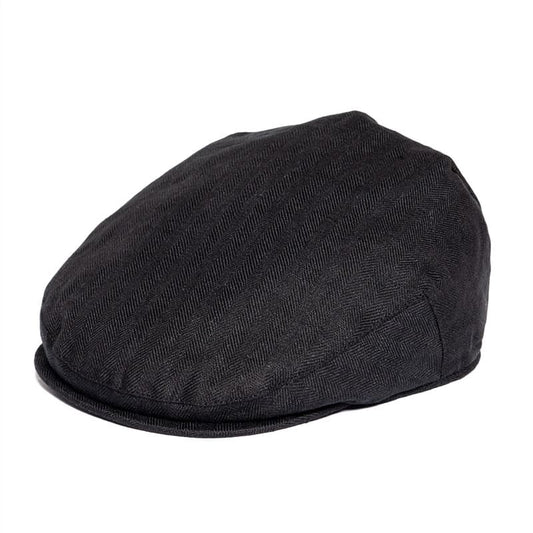 JM Herringbone Linen Flat Cap – Lightweight Patterned Hat