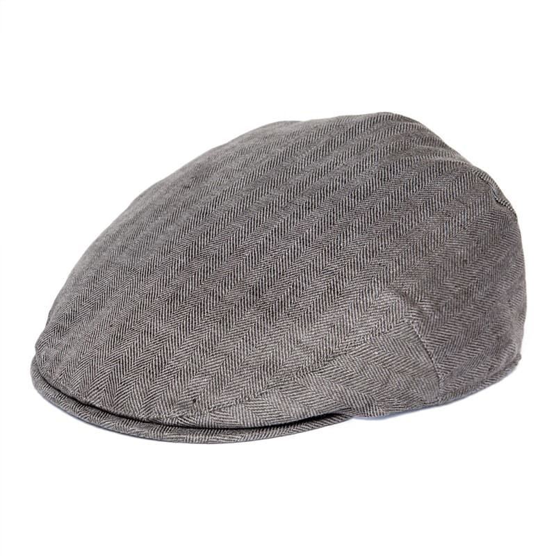 JM Herringbone Linen Flat Cap – Lightweight Patterned Hat
