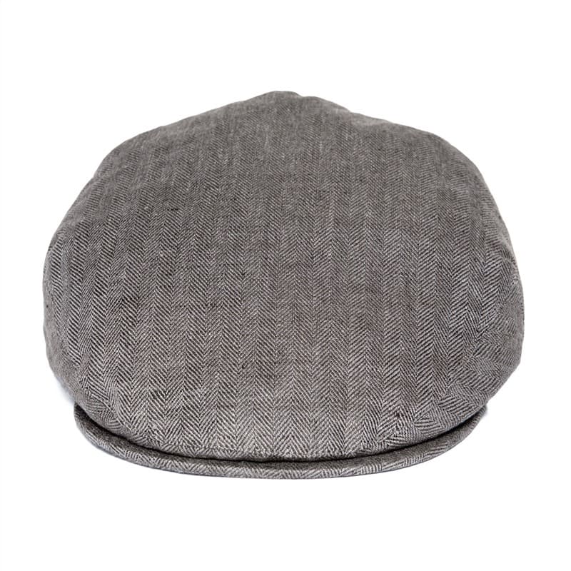 JM Herringbone Linen Flat Cap – Lightweight Patterned Hat