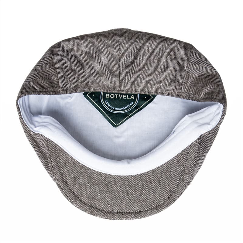 JM Herringbone Linen Flat Cap – Lightweight Patterned Hat