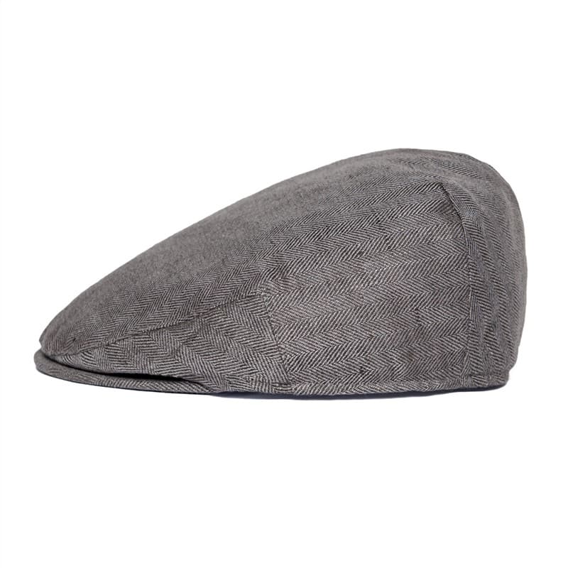 JM Herringbone Linen Flat Cap – Lightweight Patterned Hat