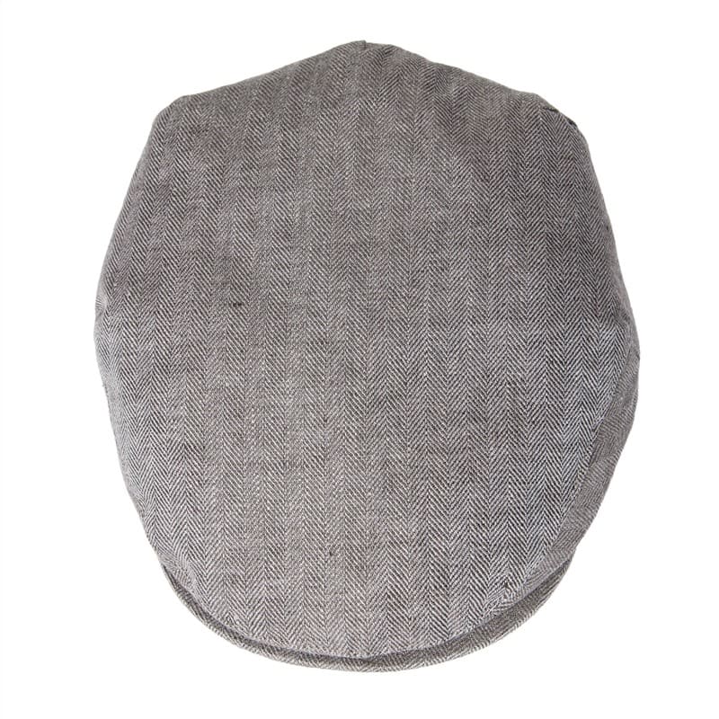 JM Herringbone Linen Flat Cap – Lightweight Patterned Hat