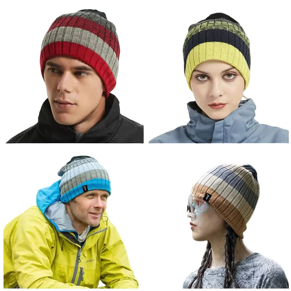 JZML Winter Knitted Striped Beanie - Urban Caps