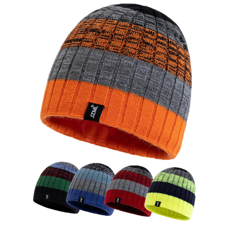 JZML Winter Knitted Striped Beanie - Urban Caps