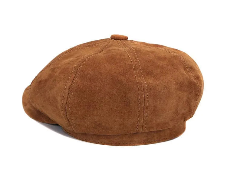 J&J Genuine Suede Leather Newsboy Cap - Timeless Suede Look for Casual Style Easy To Wear