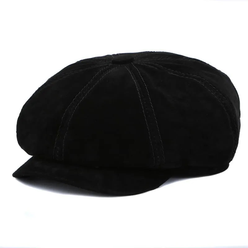 J&J Genuine Suede Leather Newsboy Cap - Timeless Suede Look for Casual Style Easy To Wear