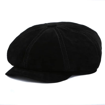 J&J Genuine Suede Leather Newsboy Cap - Timeless Suede Look for Casual Style Easy To Wear