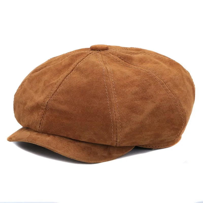 J&J Genuine Suede Leather Newsboy Cap - Timeless Suede Look for Casual Style Easy To Wear