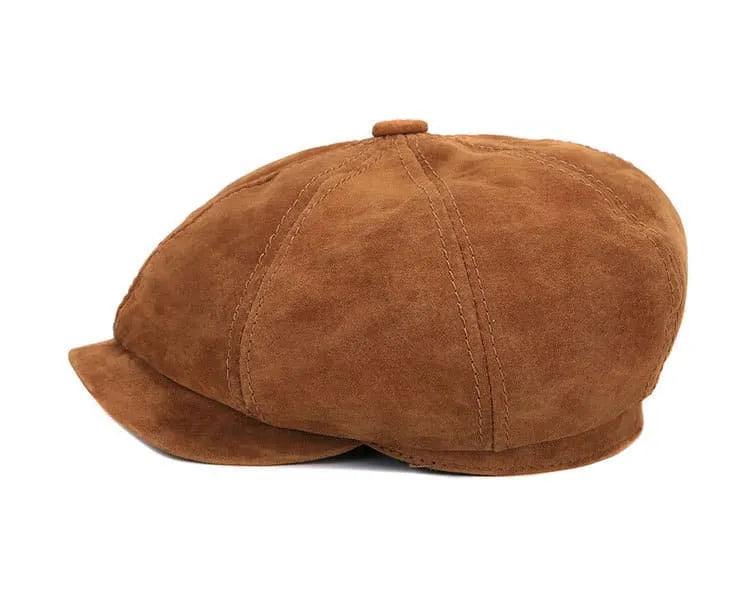 J&J Genuine Suede Leather Newsboy Cap - Timeless Suede Look for Casual Style Easy To Wear