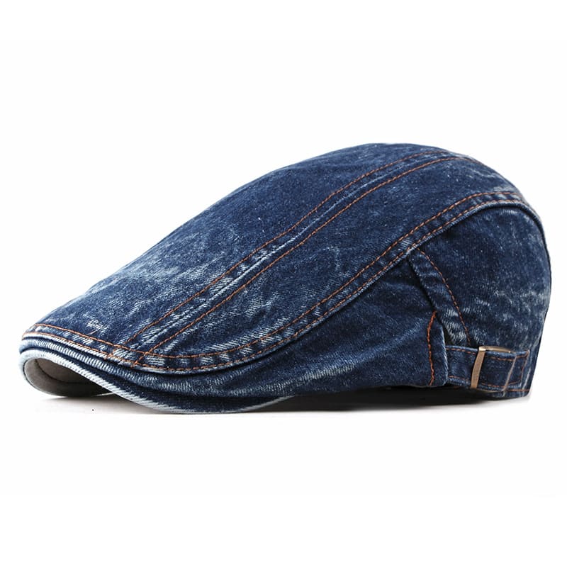 J&L Denim Cotton Flat Cap - Classic Denim Cap For Timeless Casual Style You Can Wear Daily