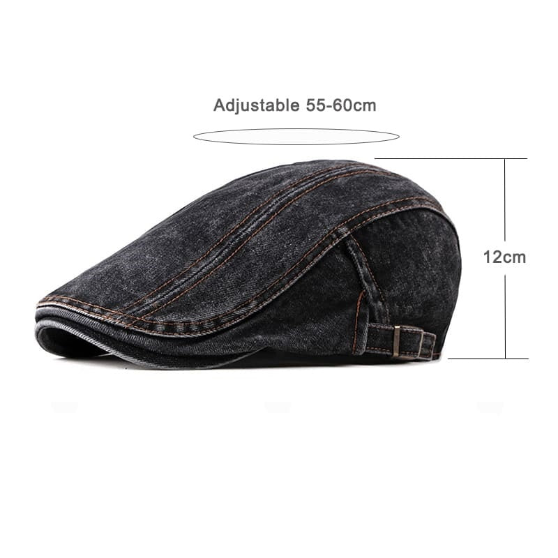 J&L Denim Cotton Flat Cap - Classic Denim Cap For Timeless Casual Style You Can Wear Daily