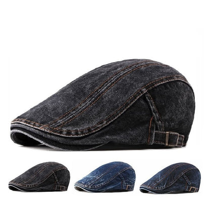 J&L Denim Cotton Flat Cap - Classic Denim Cap For Timeless Casual Style You Can Wear Daily