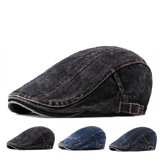 J&L Denim Cotton Flat Cap - Classic Denim Cap For Timeless Casual Style You Can Wear Daily