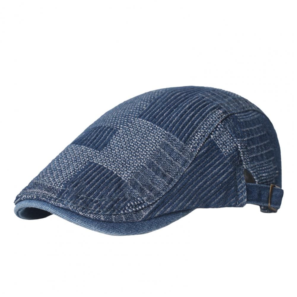 J&L Patchwork Denim Flat Cap - Casual Patchwork Denim Look With Timeless Versatility